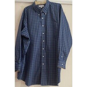 Paul Frederick Dress Shirt Mens Sz 20-36,Plaid 100%Cotton  Blue Gold